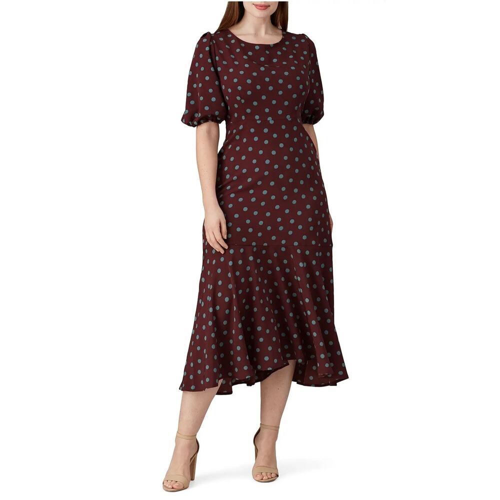 B Collection by Bobeau Dara puff sleeve polka dot maxi dress Size small Retro